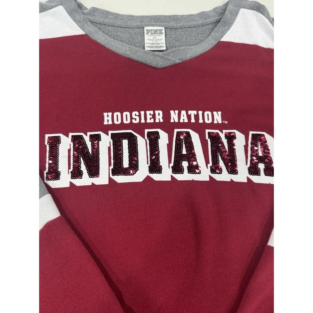 VICTORIA'S SECRET PINK W 5th & Ocean INDIANA V-Neck Sweatshirt Size L (AP0750)